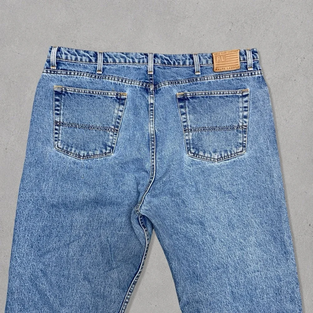 Vintage Polo Jeans Co Ralph Lauren 42x30 Relaxed Fit Blue Denim Jeans
